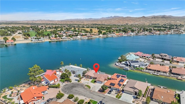 aerial view with a water and mountain view