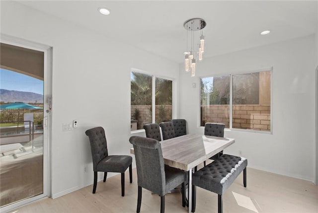 dining room with light hardwood / wood-style floors