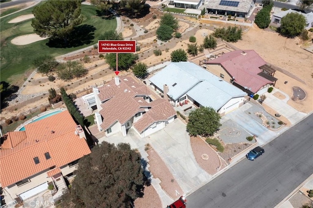 bird's eye view with a residential view