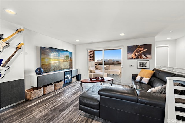 living room with hardwood / wood-style flooring