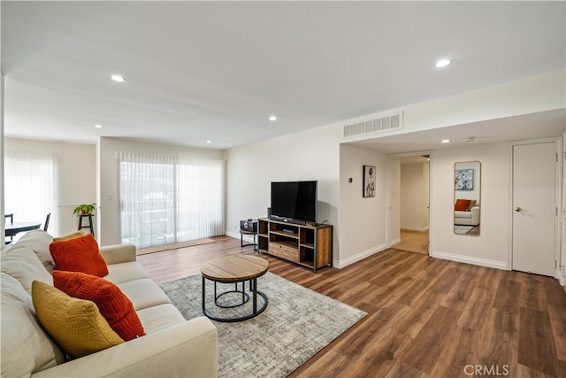 living room with hardwood / wood-style flooring