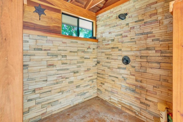 details featuring concrete flooring and a shower