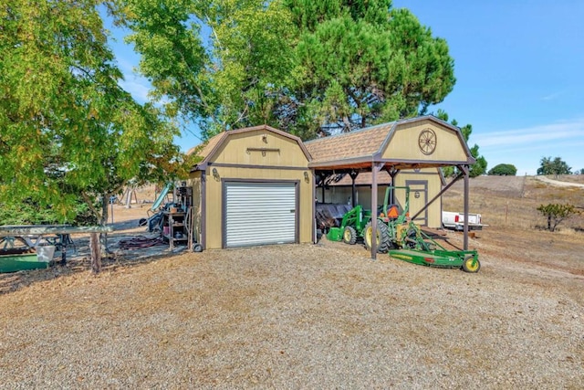 exterior space featuring a garage