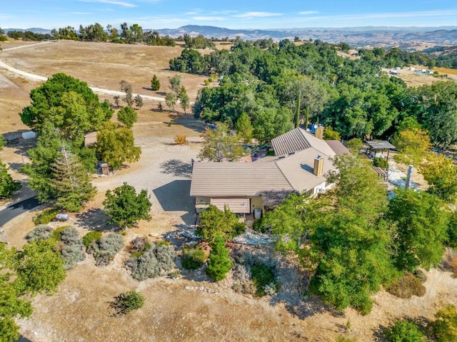 aerial view with a mountain view