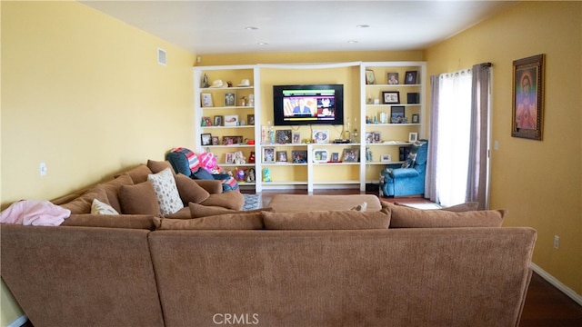 living room with hardwood / wood-style floors