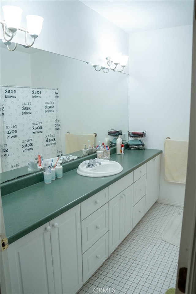 bathroom featuring vanity and tile patterned floors