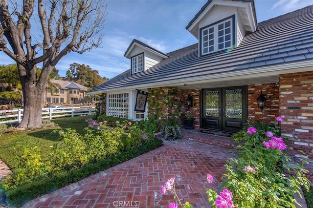 property entrance with french doors