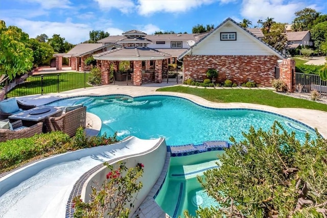 view of pool featuring a gazebo