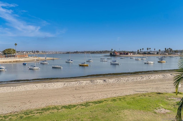 water view with a view of the beach