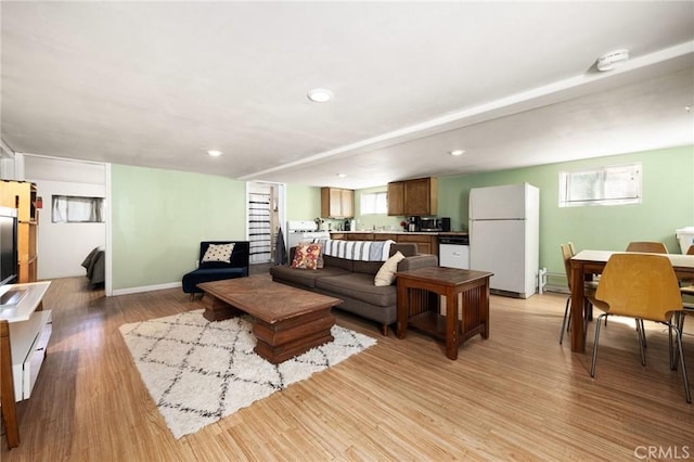 living room with light wood-type flooring