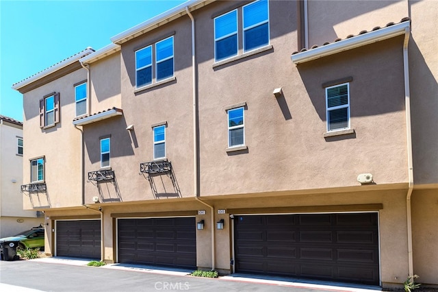 exterior space featuring a garage