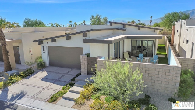 contemporary home with a garage