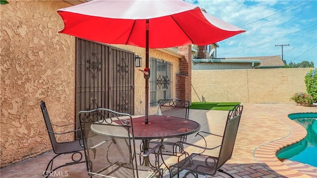 view of patio with a fenced in pool