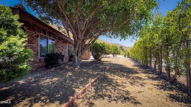 view of yard featuring a mountain view