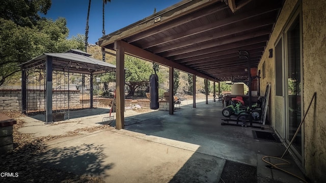 view of patio featuring a gazebo