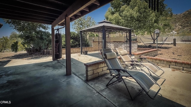 view of patio featuring a gazebo