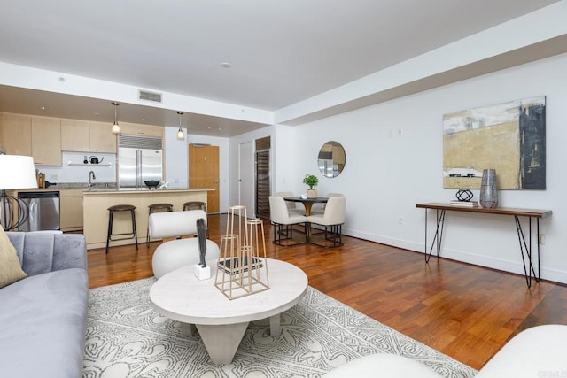 living room featuring hardwood / wood-style floors