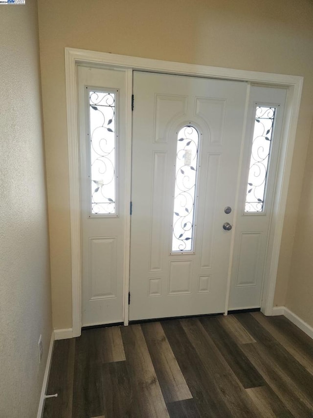 entrance foyer featuring dark wood-type flooring