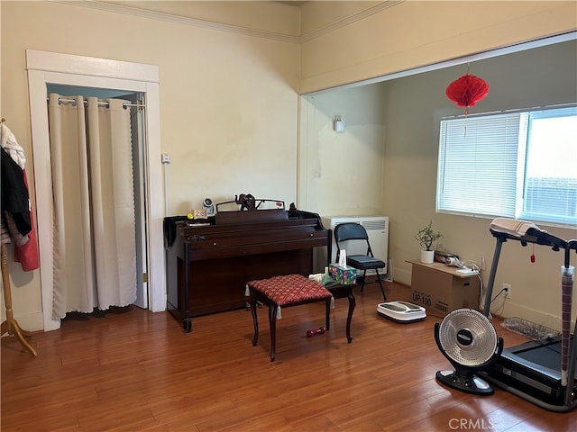 miscellaneous room featuring hardwood / wood-style flooring