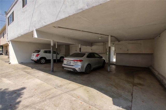 garage with a carport