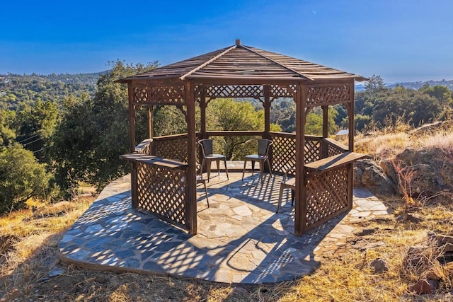 view of patio / terrace with a gazebo