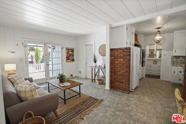 living room with french doors