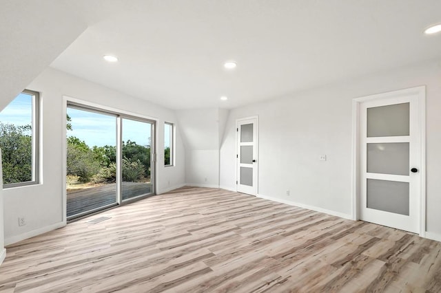 interior space featuring light hardwood / wood-style floors and plenty of natural light