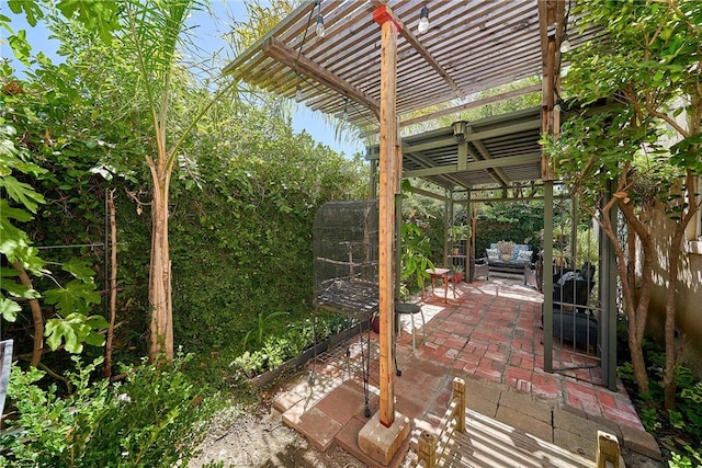 view of patio / terrace featuring a pergola