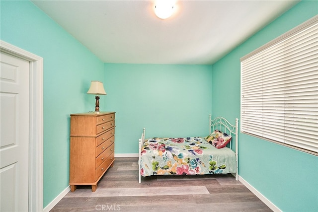 bedroom with hardwood / wood-style flooring