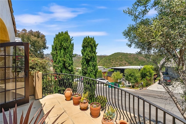 balcony with a mountain view