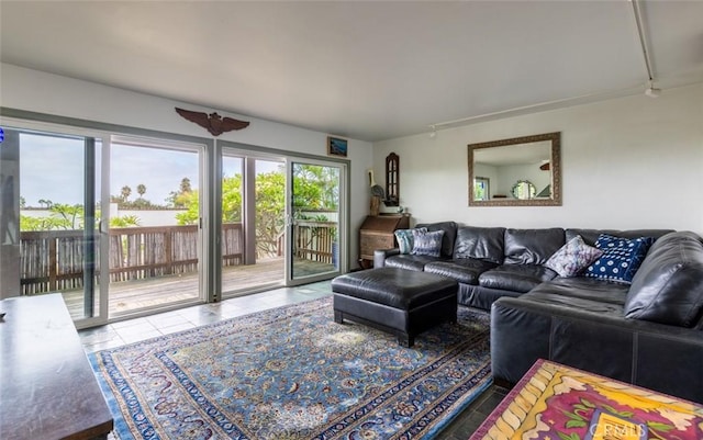 view of tiled living room