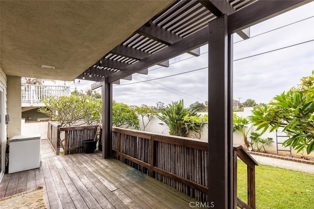 deck featuring a pergola