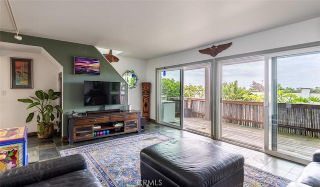 view of tiled living room