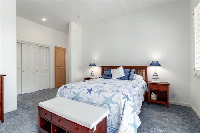 carpeted bedroom featuring a closet