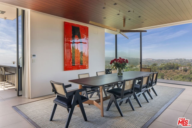 interior space with wood ceiling