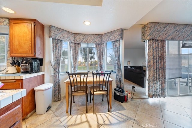 view of tiled dining space