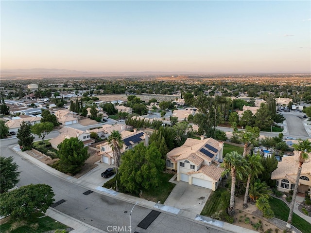 view of aerial view at dusk