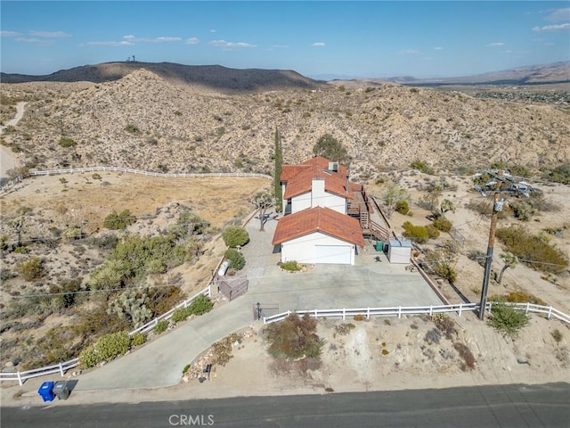 bird's eye view with a mountain view