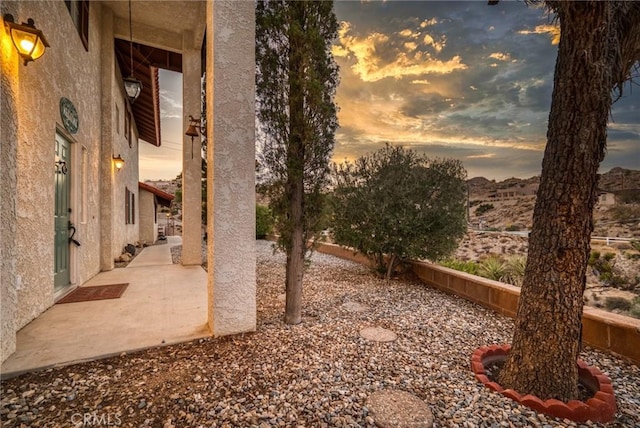 view of yard at dusk