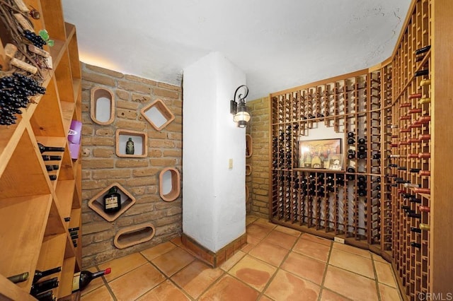 wine area featuring tile patterned flooring