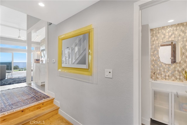 interior space with hardwood / wood-style flooring