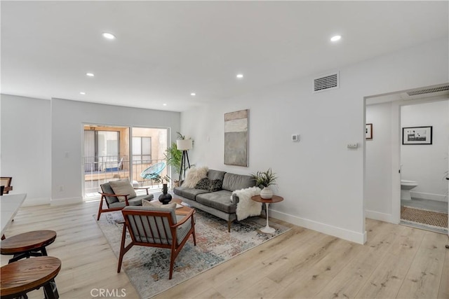 living room featuring light hardwood / wood-style floors