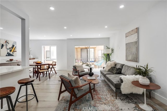 living room featuring light hardwood / wood-style floors