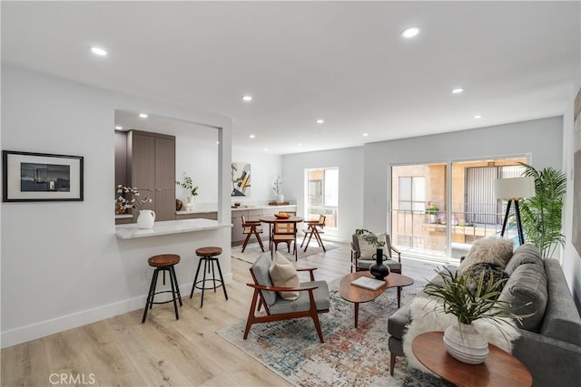 living room featuring light hardwood / wood-style flooring