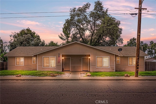 view of single story home