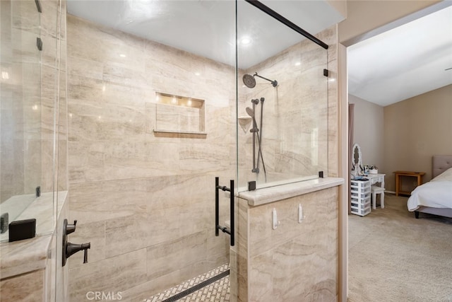 bathroom featuring walk in shower