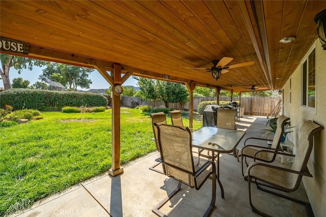 view of patio / terrace with ceiling fan