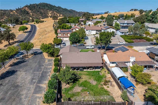 bird's eye view with a mountain view