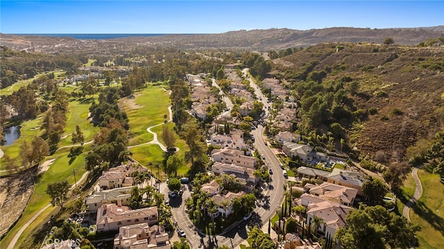 birds eye view of property featuring a mountain view