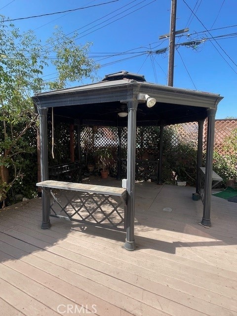 deck featuring a gazebo